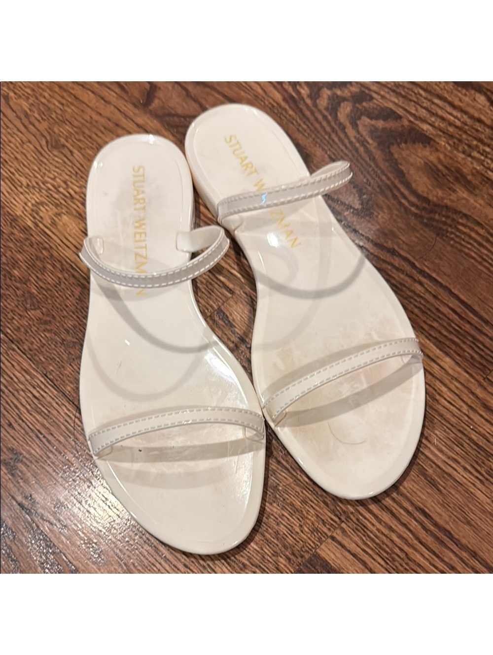 Stuart Weitzman Cream Two Strap Jelly Sandals Size 9